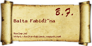 Balta Fabiána névjegykártya